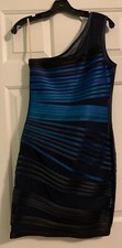 Halston Heritage One Shoulder Sheath Bodycon Fully Lined Dress Size 6