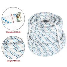 Double Braid Polyester Arborist Bull Nylon Rope 3/4" × 150' Pulling Rigging Line