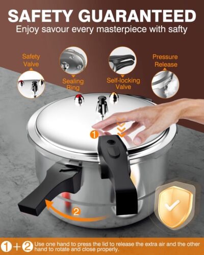 8Qt Aluminum Pressure Cooker w/Release Valve & Multiple Protective Devices,Pr… image