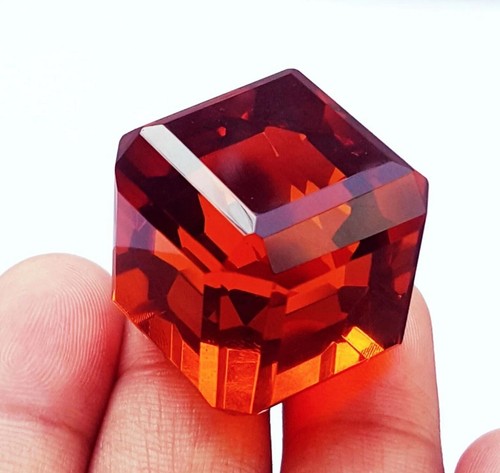 100 Ct Cube Cut Natural Certified Brazilian Orange Color Topaz Loose Gemstone - Bild 2 von 8