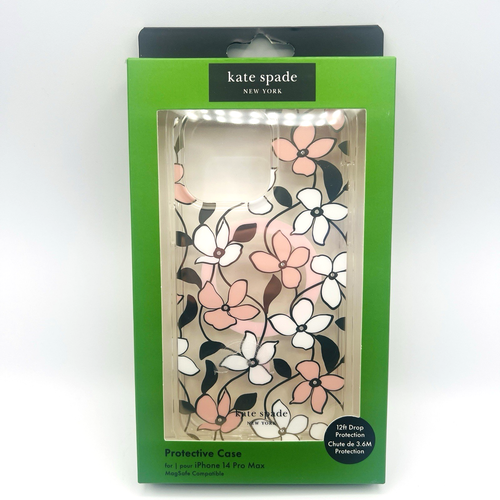 Kate Spade New York iPhone 14 Pro Max Clear Protective Case Floral Pink White - 第 1/4 張圖片