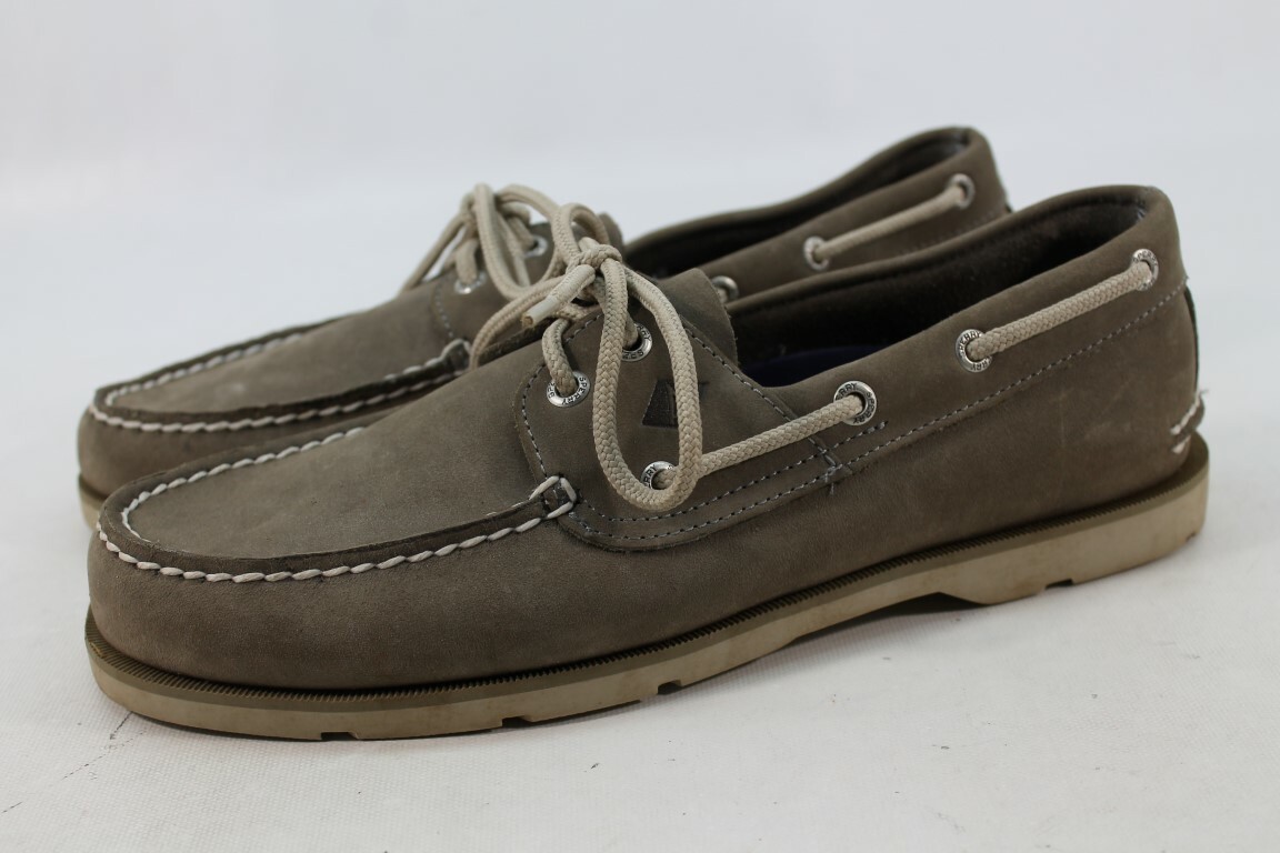 Sperry TopSider Leeward Men's Soft Leather Grey Boat Shoes 9M