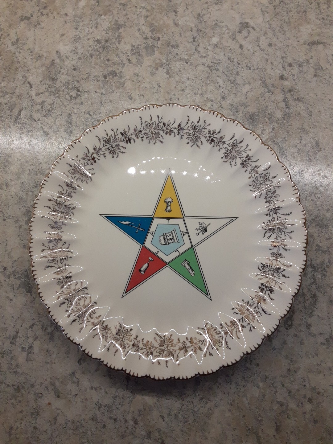 Sanders Mfg Nashville TN Eastern Star Masonic Freemason 10" Plate Gold