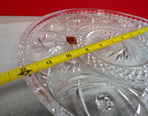Vintage Hand Cut Glass Pitcher & Footed Underplate Pinwheel Star Design German - Picture 10 of 12