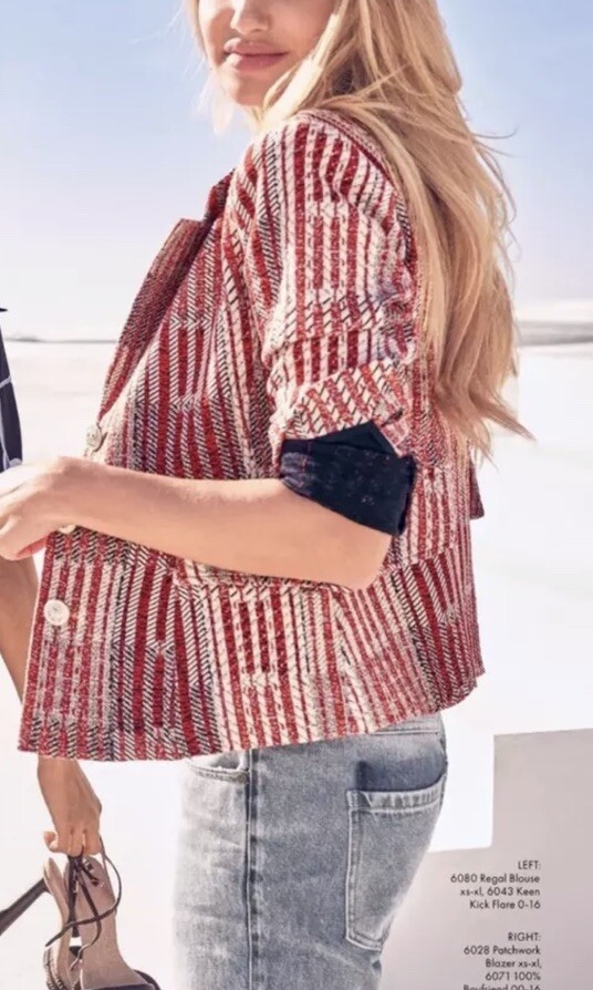 Cabi Small Patchwork Nautical BlazerRed White Nav… - image 21