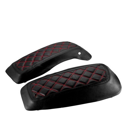 Red Diamond Stitching Leather Saddlebag Lid Covers for Harley Touring 2014-2024 - Picture 6 of 8