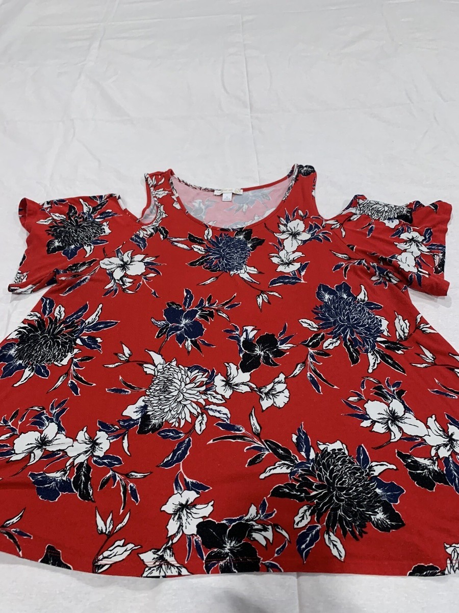3 Tops Short Cutout Sleeves Floral Stripes Name Brands (603