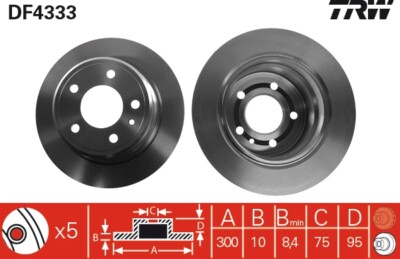 2 x TRW DF4333 Bremsscheibe für BMW