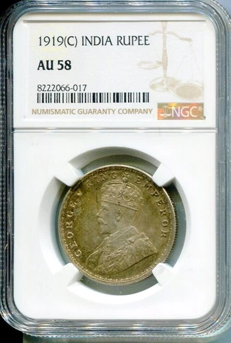 INDIA 1919(C) RUPEE NGC AU58
