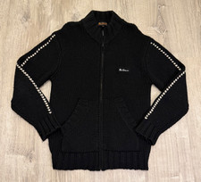 Ben Sherman Lambswool FULL ZIP Sweater Mens LARGE Pockets Long Sleeve Pullover