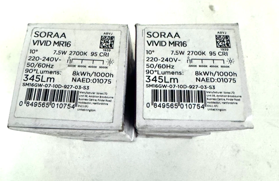 4 x SORAA BRILLIANT HL MR16 - GU10 7.5W 4000k Spotlight , 10 Degree, Dimmable - Image 4 of 4