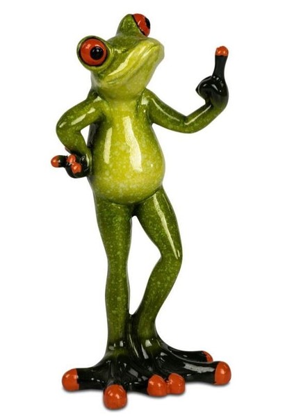 "717962 Frosch Mit \"Bad\" Schlimmer Finger 8X16Cm Kunststein Gefertigt Handbemalt"-image