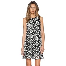 Sam Edelman Mini Dress Sleeveless Small Black White Floral Lace Back Cutouts