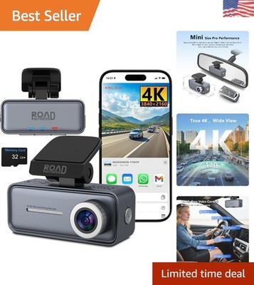 4K Front Dash Camera with Smart App Control & Loop Recording - Security Enhanced
