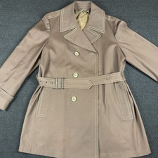 Vintage 1970  s London Fog Double-Breasted Belted Trench 38R Missing Zip Out Line