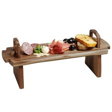 Acacia Wooden Raised Serving Platter Small Charcuterie Board Tray with Legs