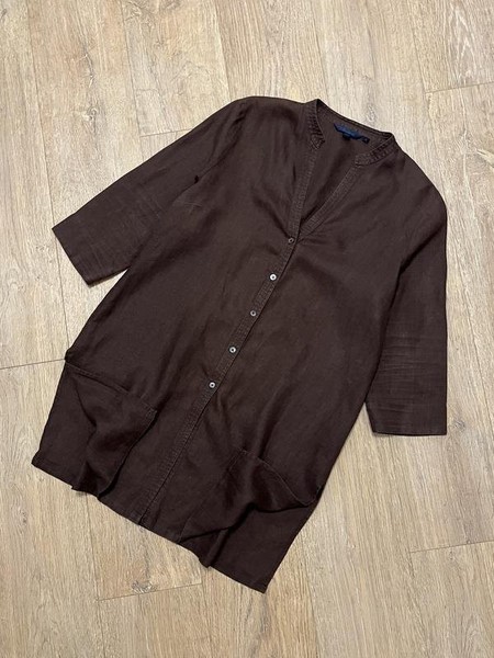 Women Boden Tunic Dress Brown Linen XL