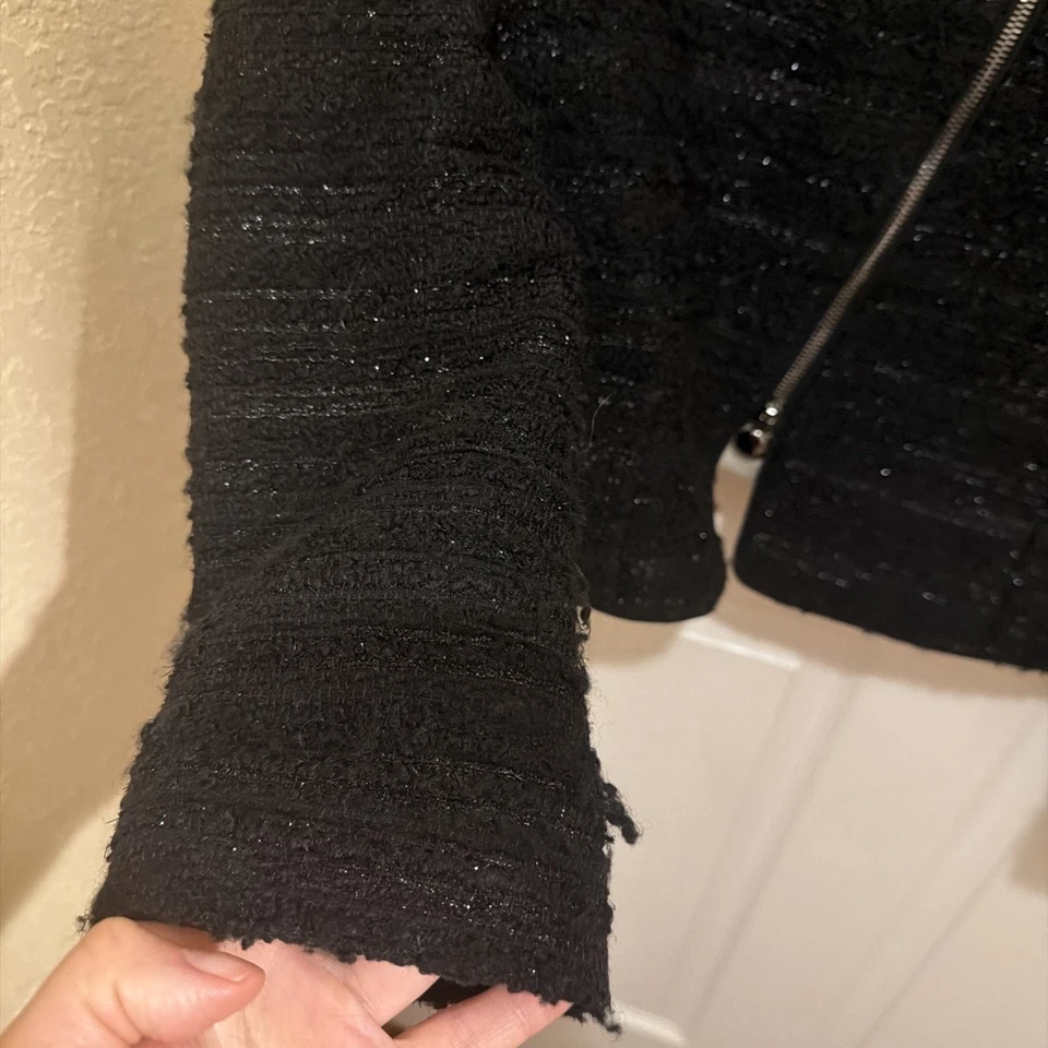 Chaqueta Corta Armani Jeans Negra Cremallera Completa Bolsillos Forrada Italiana Talla 12 Foto 4 de 4