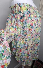 H&M Off The Shoulder Women’s Top Floral Tie Slv Floral Cottagecore Size 6