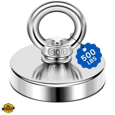Super Strong Neodymium Fishing Magnets, 500 LBS227 KG Pulling Force Rare Eart...