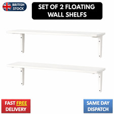 Set of 2 White Floating Shelves Wall Mounted Shelf 59cm Storage Display Modern