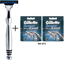 Rasoio Gillette Sensor Excel + 20 cartucce compatibili con manico cromato...