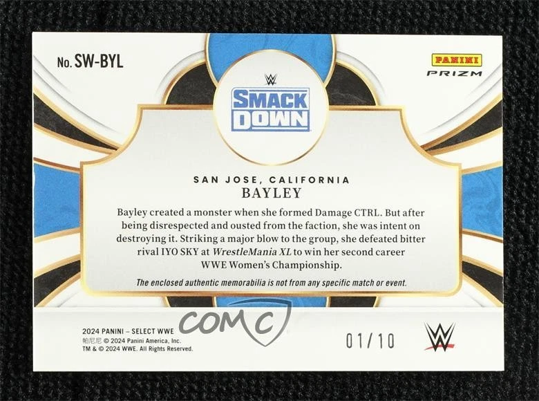 2024 Panini Select WWE Selective Swatches Gold Prizm /10 Bayley #SW-BYL - Image 2 of 2