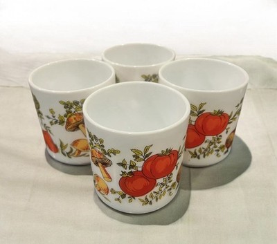 Vintage 1970 Arcopal France ''Spice of Life'' milk glass  with vegetable pattern.