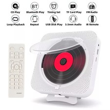 KC-909 Portable CD Player with Bluetooth Speaker   Wall-Mountable, LED Display