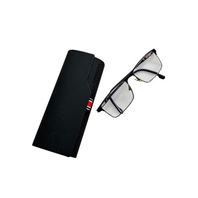 Carrera Mens Rectangular Eyeglasses Black Silver Metal Frame 54-17-140 Case
