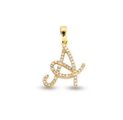 10k Gelbgold 0,9g 0,16ctw natürlicher Diamant Initiale ''A'' Buchstabe Anhänger Charm