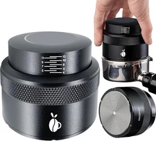 Spring-Loaded Espresso Palm Tamper, Adjustable Depth, 58mm, Black