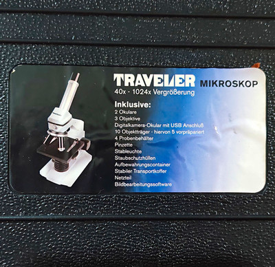 Traveler Mikroskop Set 40x 1024x mit Transportkoffer, Digitalokular USB