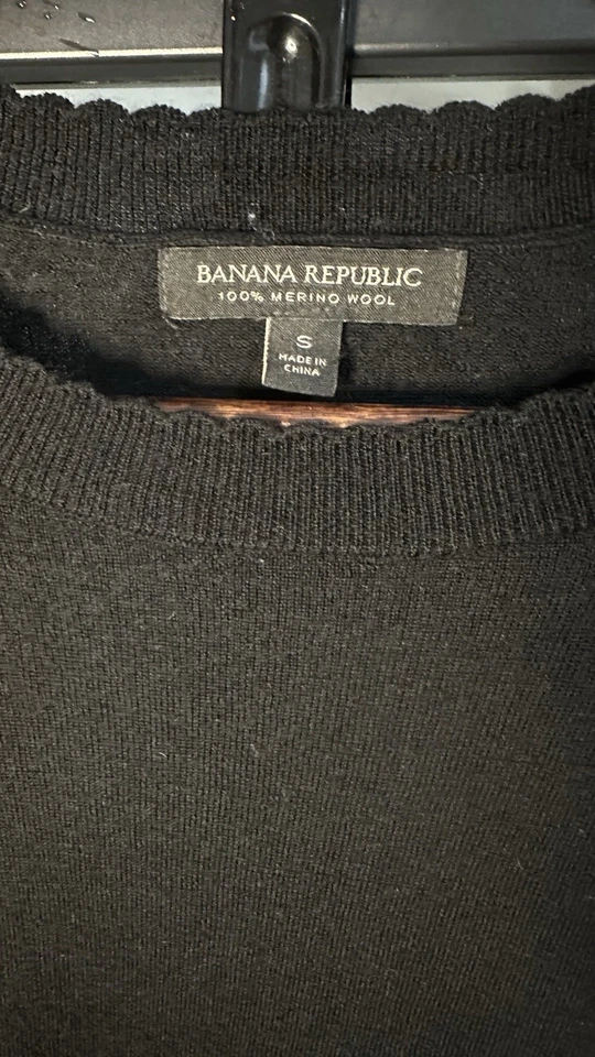 Banana Republic размер маленький шерсти мериноса ворота пуловер свитер черный S женщин - Изображение 3 из 4