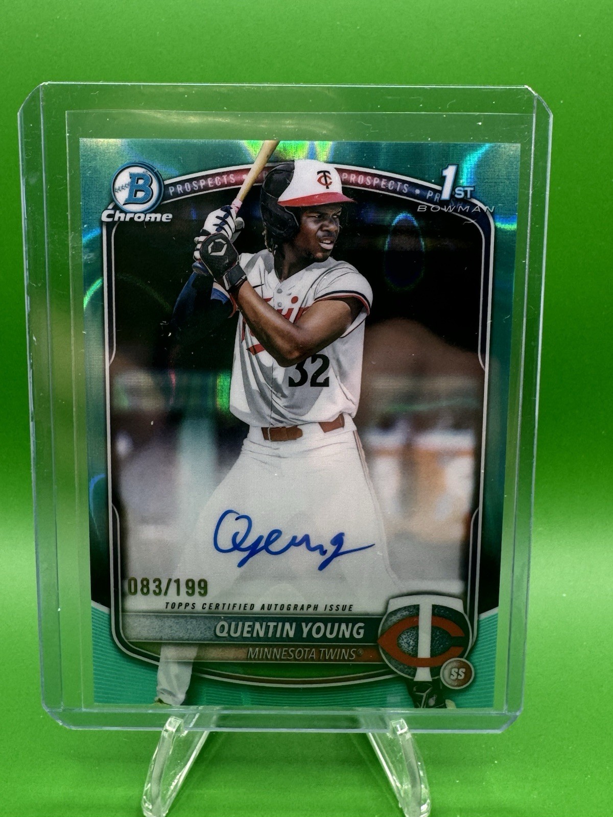 2025 BOWMAN DRAFT CHROME AQUA LAVA RC AUTO QUENTIN YOUNG /199 TWINS CPA-QY