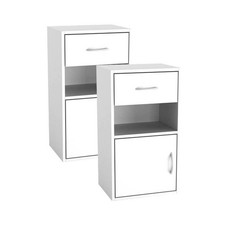 Wooden Bedside Table Nightstand 1 Drawer 1 Door Storage Cupboard Bedroom Cabinet