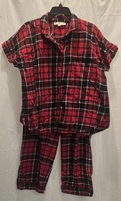 LOFT Sleepwear Set Women's Red Black Plaid Cotton XL