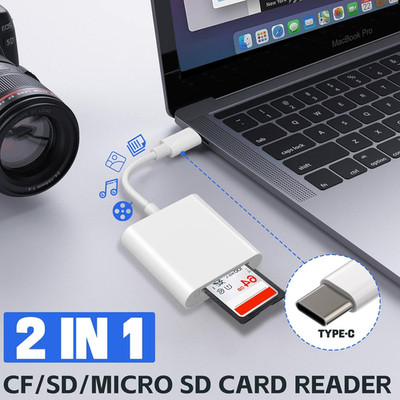 USB C SD Card Reader Dual Slot Memory Card Adapter for SD Micro SD Cards