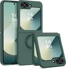 For Samsung Galaxy Z Flip 7 6 5 4 3 Silicone Rubber Bumper Case with Ring Holder