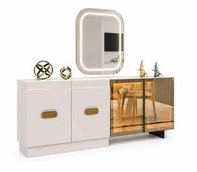 Exklusives LED Sideboard Designer Spiegel Modernes Wohnzimmer Set - Bild 1 von 3