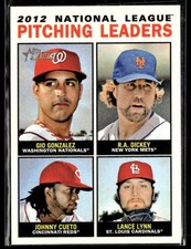 2013 Topps Heritage #3 NL Pitching LL Gonzalez / Dickey / Cueto / Lynn