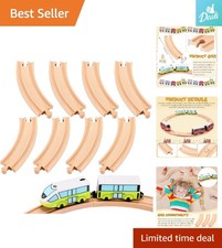 8 Luxury Curved Wooden Train Tracks - Compatible for Imaginative Playtime Fun