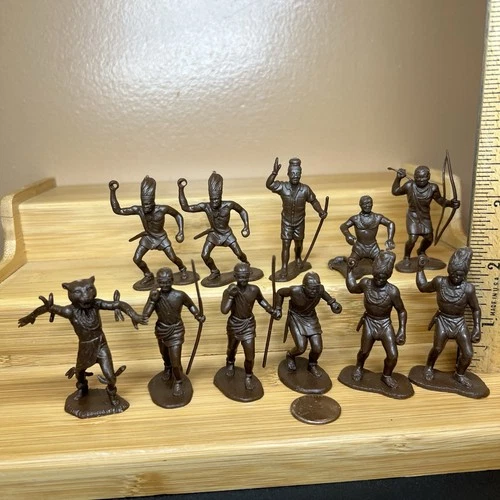 Lot of 11 Marx African Native Figures Jungle Daktari Playset w Witch Doctor READ