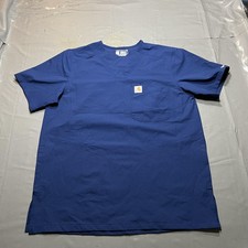 Carhartt Scrub Shirt Mens Small Navy V-Neck Modern Fit Pocket Medical C16113