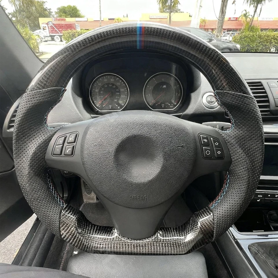 Carbon Fiber Perforated Leather Steering Wheel For BMW M3 E90 E92 E93 05-12 SSG - Image 4 of 4