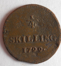 1799 SWEDEN 1/4 SKILLING - Low Mintage Vintage Coin - Big Value - LOT #D23
