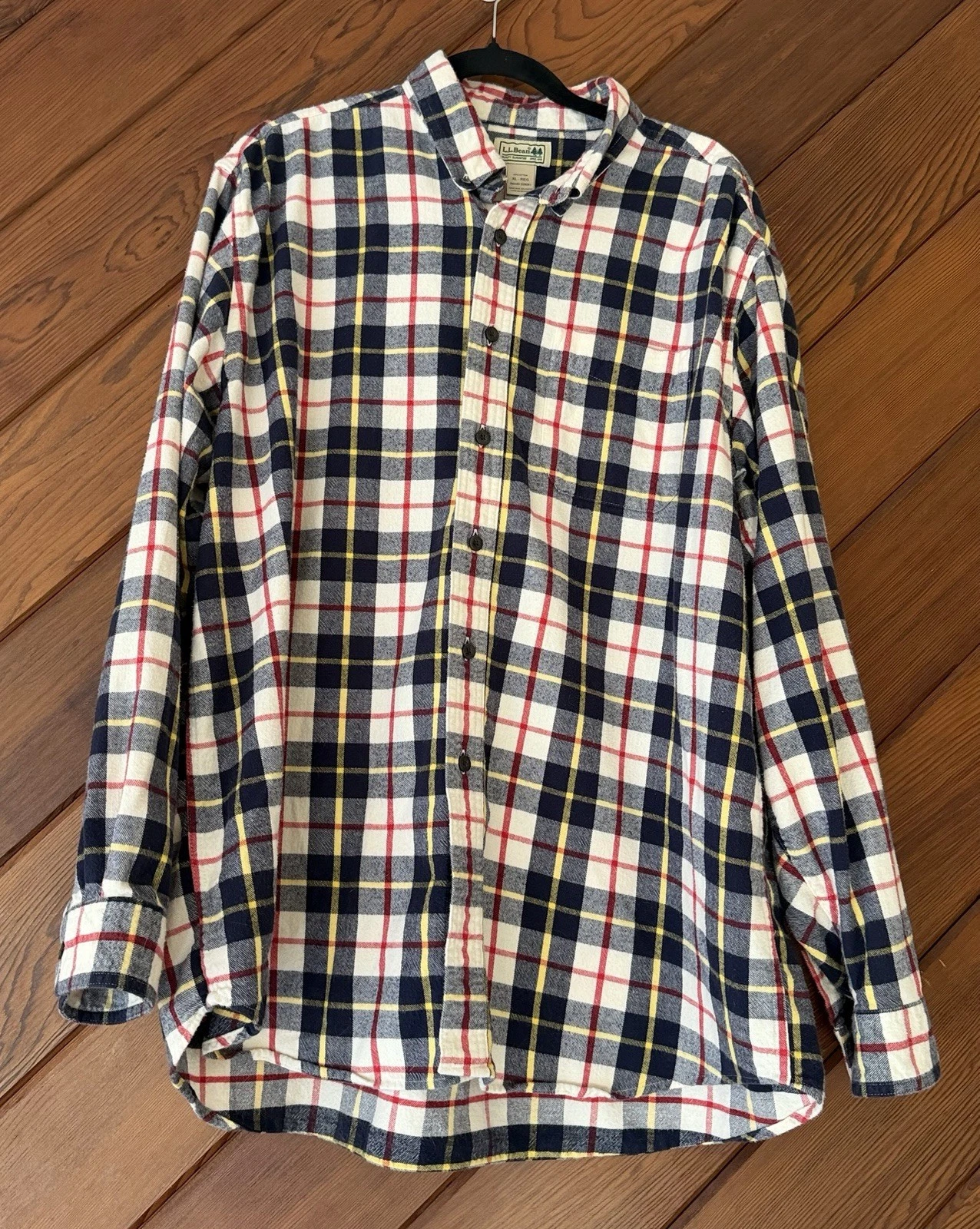 LL Bean Flannel Shirt Mens XL Plaid Button Down Cotton Outdoor Casual