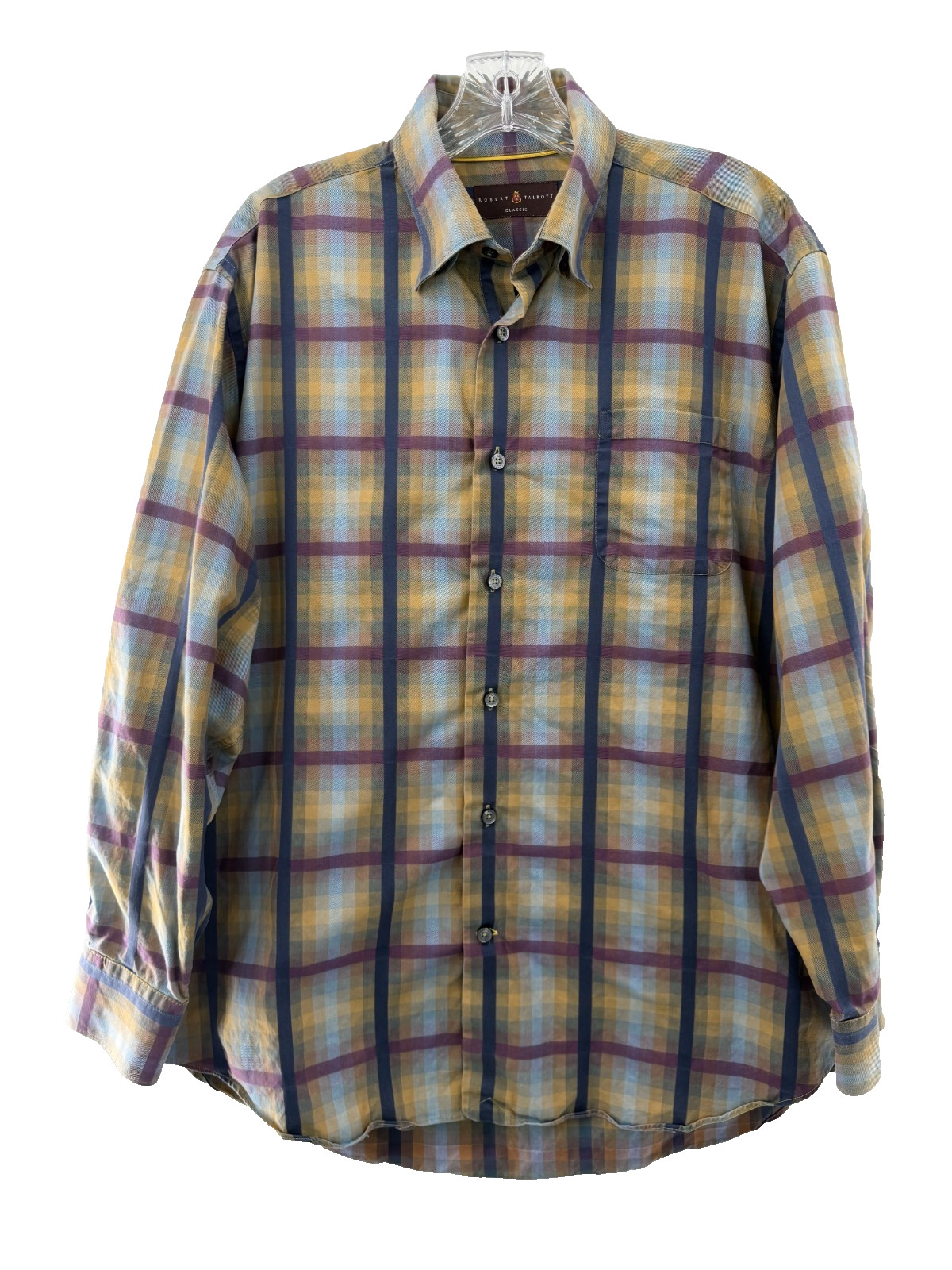 Robert Talbott Cotton Collared Checkered Button D… - image 1