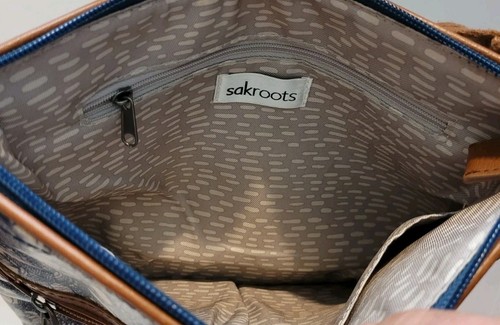 Sakroots blue white handbag brown strap. Excellent condition & wallet - Picture 6 of 9