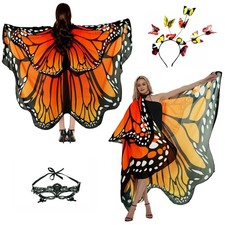 Halloween Butterfly Wings Costume for Womens, Moth Wings Butterfly Cape Adult Co